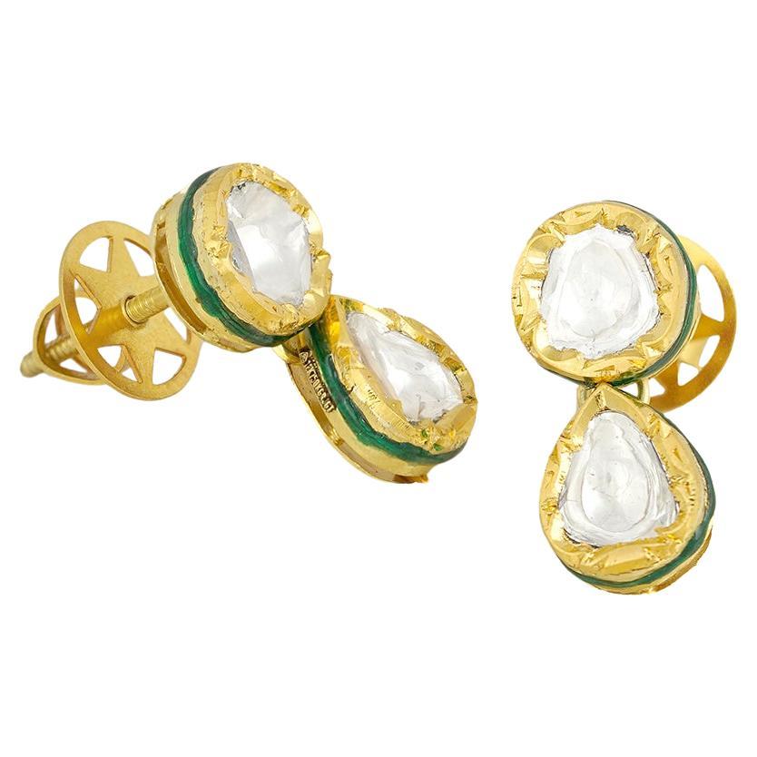 Moi Dia Gold and Uncut Diamond Earrings