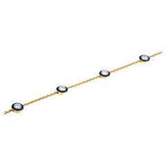 Moi Diana Blue Enamel Gold and Diamond Bracelet