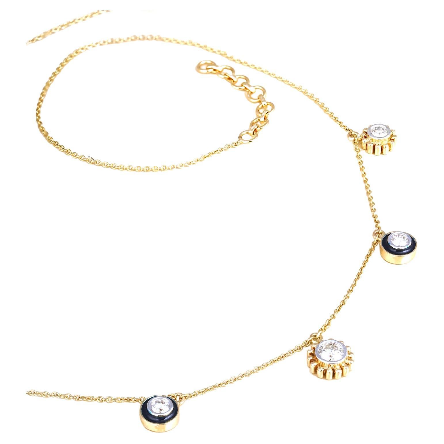 Moi Diana Gold und Diamant Minimal Halskette