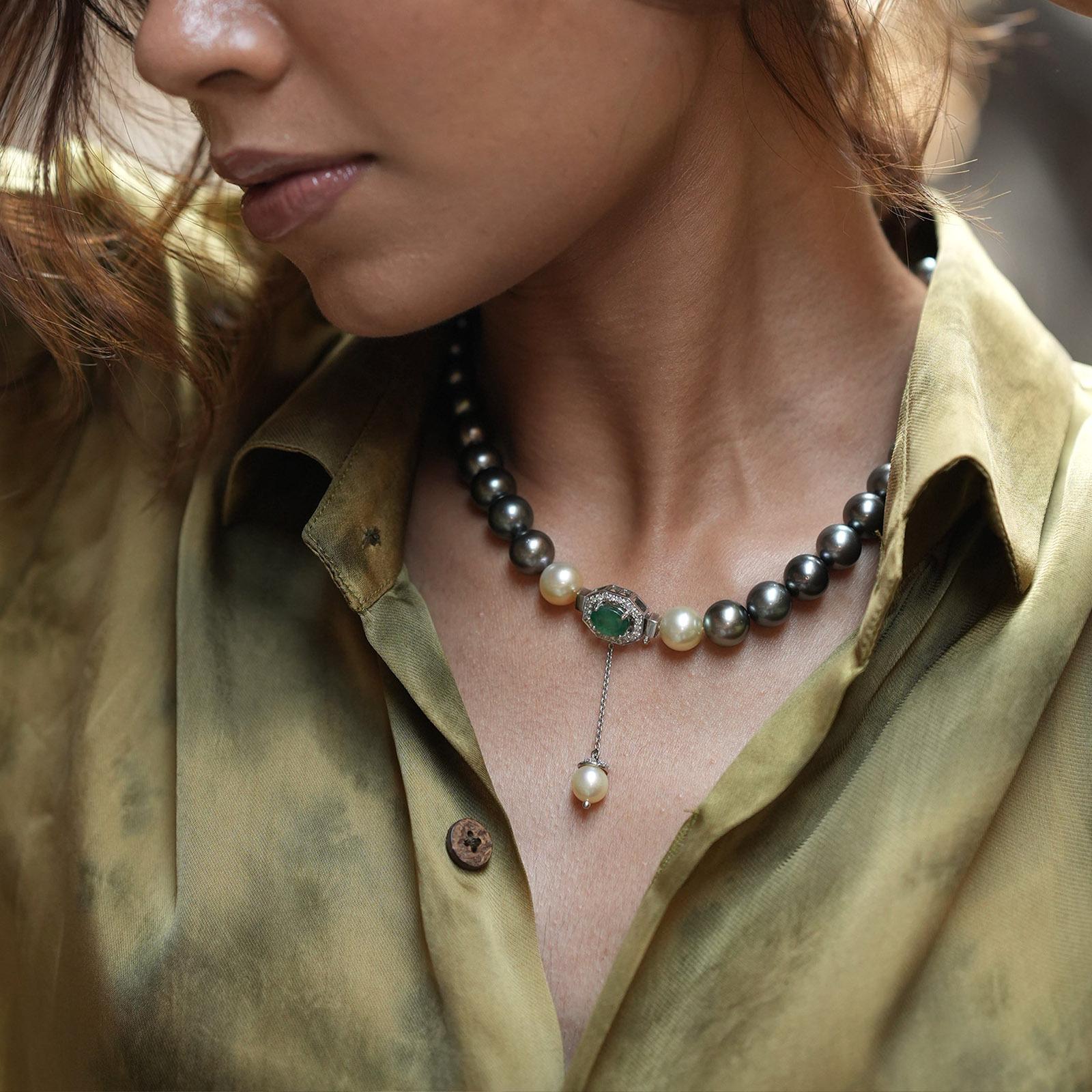 Moi Emily Tahitian Pearl Necklace In New Condition For Sale In Lawrenceville, GA