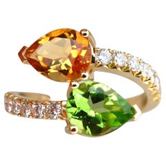 Moi Et Toi Diamond ring 18KT gold Citrine diamond ring peridot diamond ring