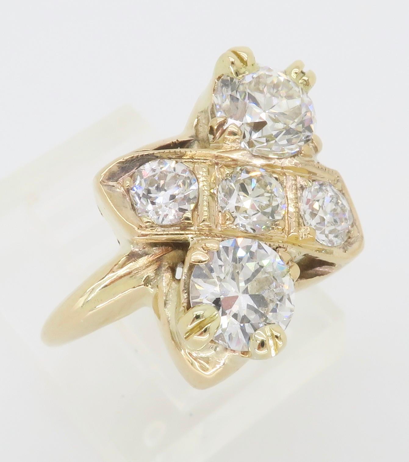 Moi-et-Toi Diamond Ring Made in 14k Yellow Gold 5