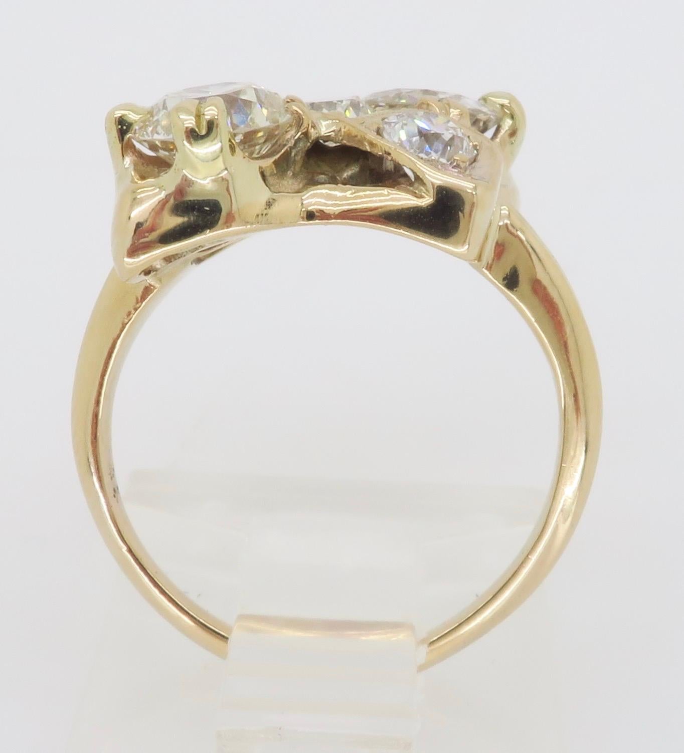Moi-et-Toi Diamond Ring Made in 14k Yellow Gold 6