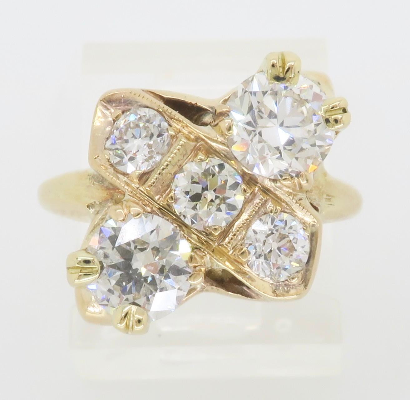 Moi-et-Toi Diamond Ring Made in 14k Yellow Gold 7