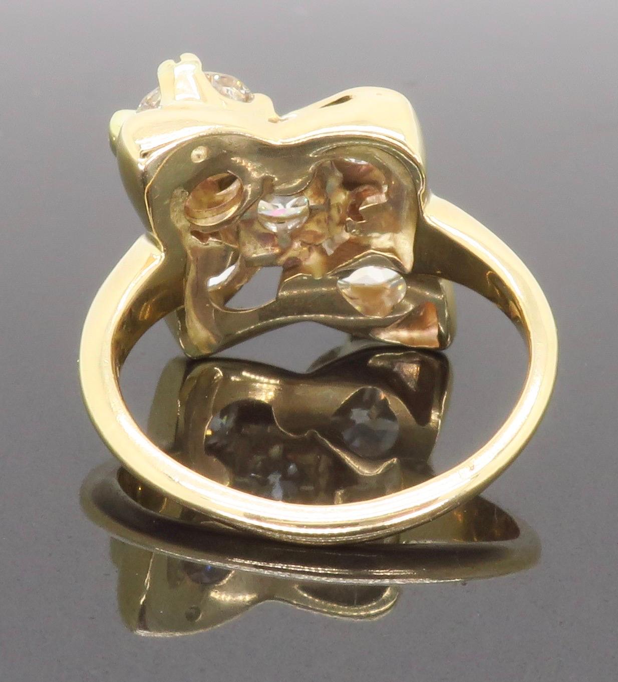 Moi-et-Toi Diamond Ring Made in 14k Yellow Gold 10