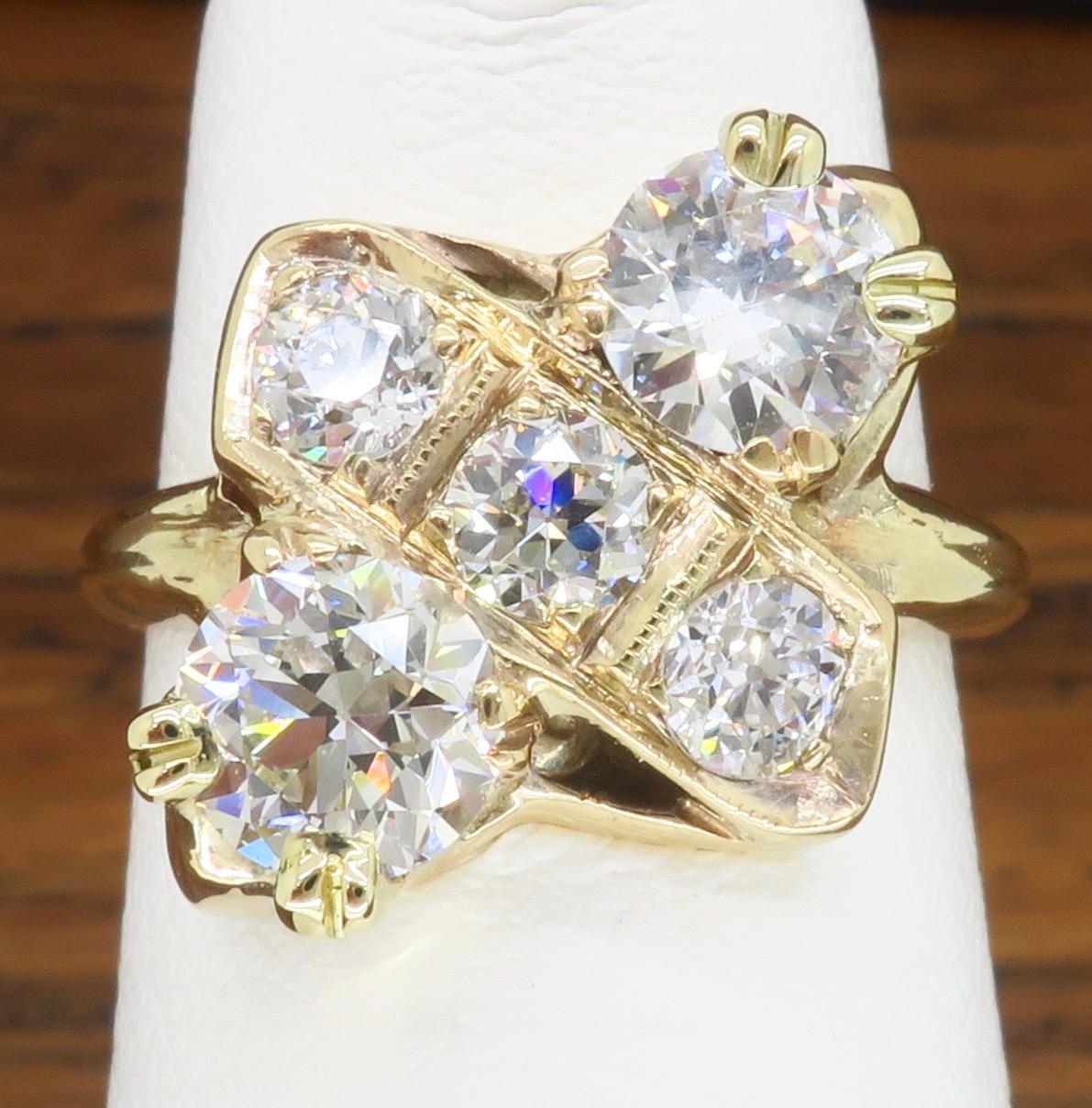 Women's or Men's Moi-et-Toi Diamond Ring Made in 14k Yellow Gold