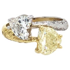 Moi Et Toi Double Hearts 3.46 Carat Diamonds Ring 18 Karat