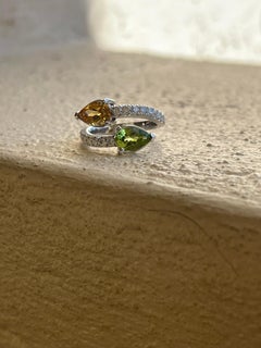 Anello Moi Et Toi con gemma e diamante Anello in oro 18 carati con peridoto e citrino