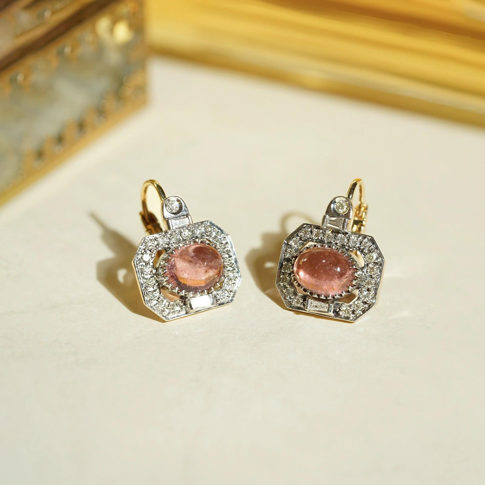 Taille brillant Boucles d'oreilles Evelyn tourmaline Moi en vente