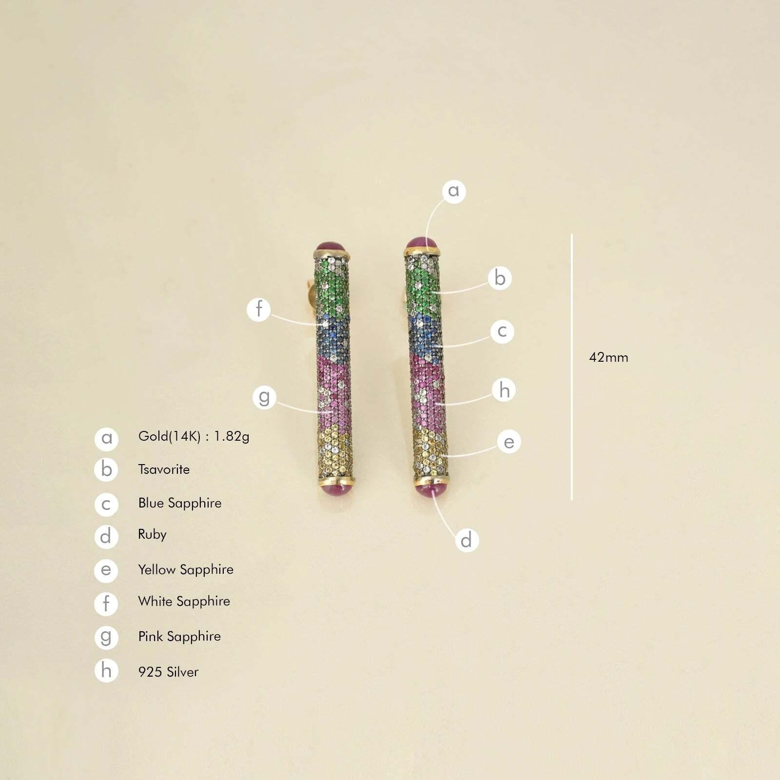 Women's Moi Felix Gold and Diamond Bar Earrings For Sale
