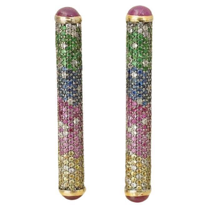 Moi Felix Gold and Diamond Bar Earrings For Sale