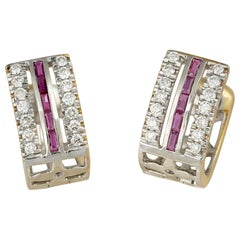 Moi Freida Boucles d'oreilles clips en or avec rubis et diamants