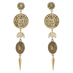 Moi Zora Gold Diamond and Sapphire Earrings