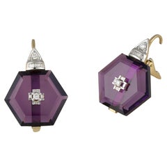 Pendientes Moi Hexa Amatista y Diamante