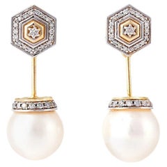 Boucles d'oreilles Moi Hexa en or, diamants et perles des mers du Sud