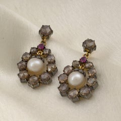 Moi Indra Vintage Gold and Diamond Ruby Earrings