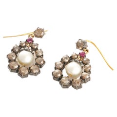 Moi Indra Boucles d'oreilles vintage en or et diamants en rubis