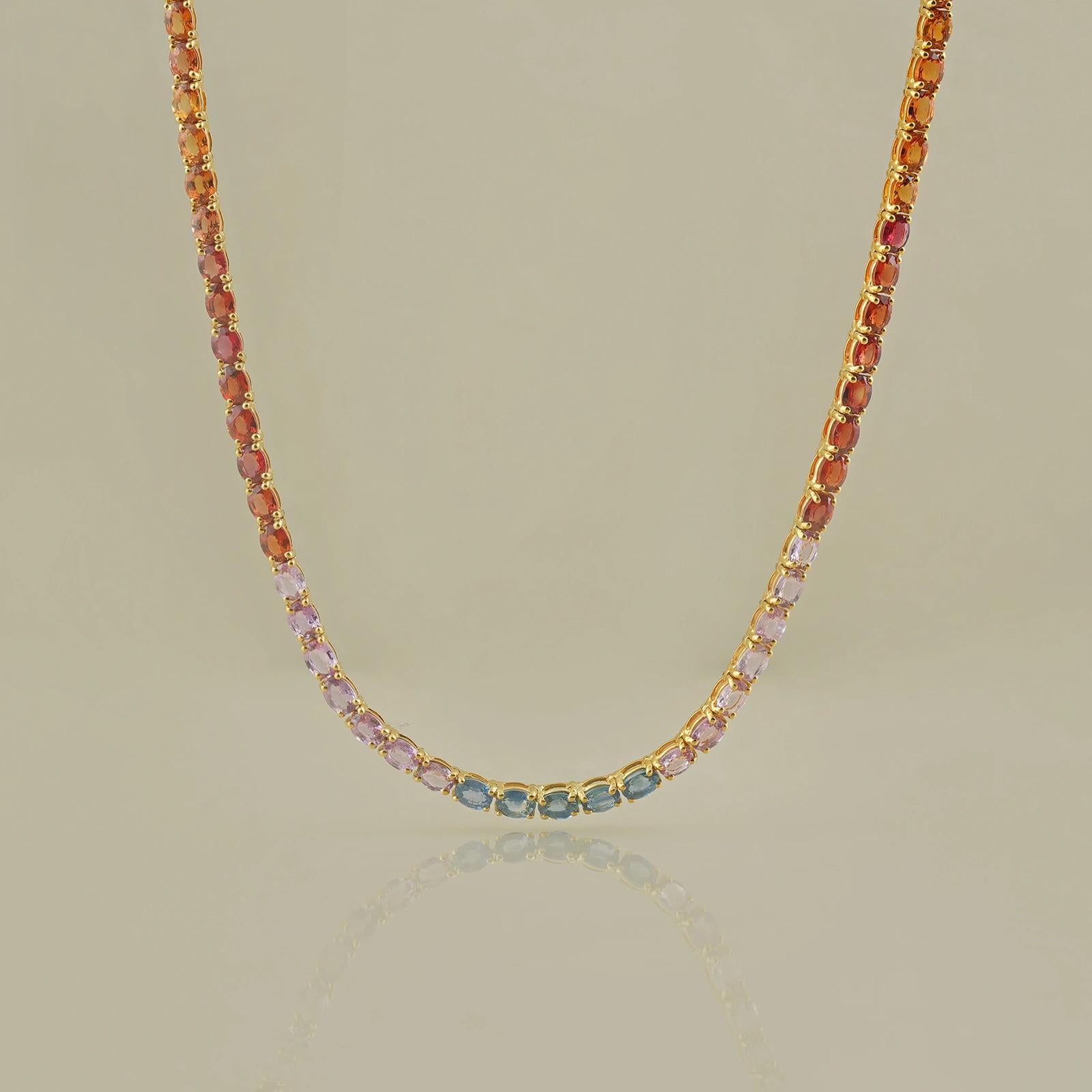 Moi Iris Gold-Halskette mit Diamanten und Saphiren Damen im Angebot