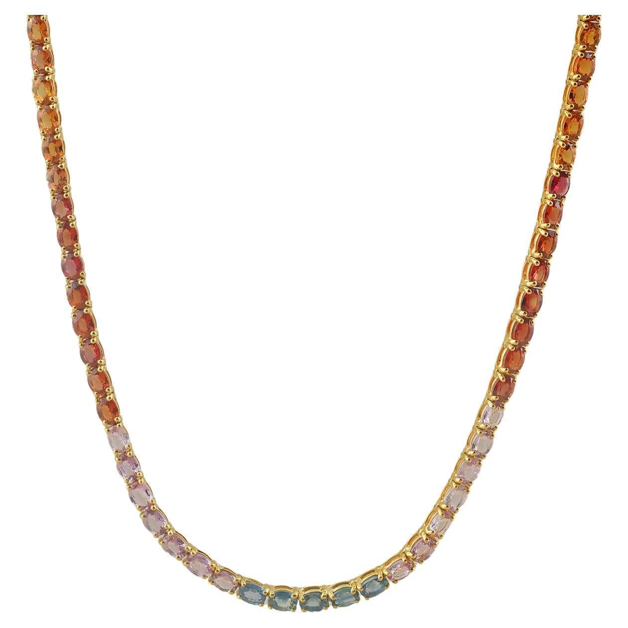Moi Iris Gold Diamond and Sapphires Necklace For Sale