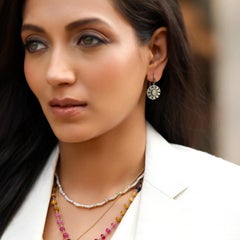 Moi Jaipur Gold Silver and Diamond Earrings