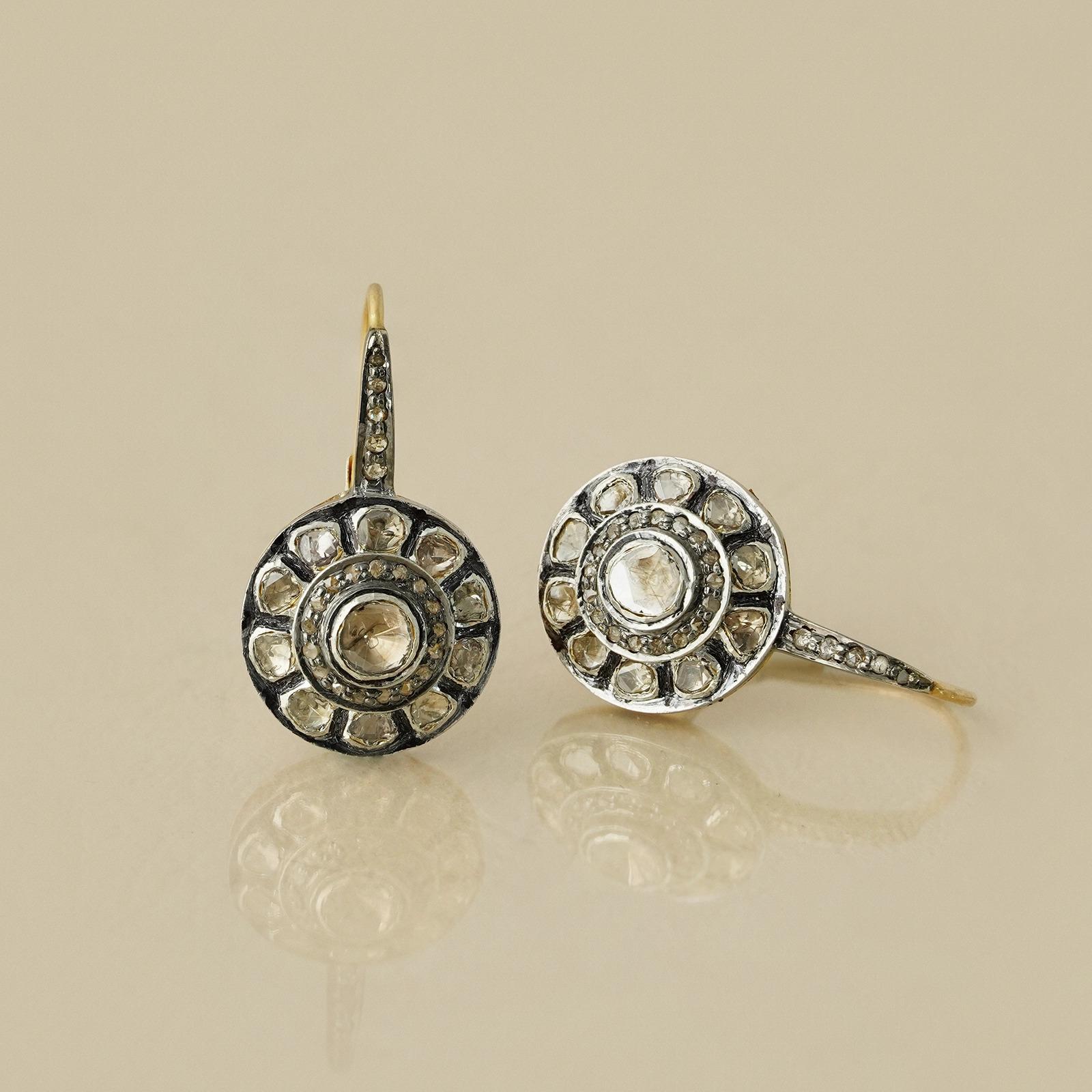 Uncut Moi Jaipur Gold Silver and Diamond Earrings For Sale