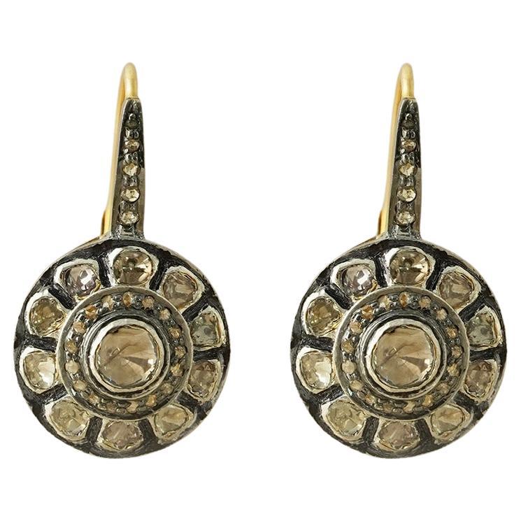 Moi Jaipur Gold Silver and Diamond Earrings For Sale