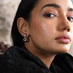 Moi Joya Gold Diamond and Black Enamel Earring