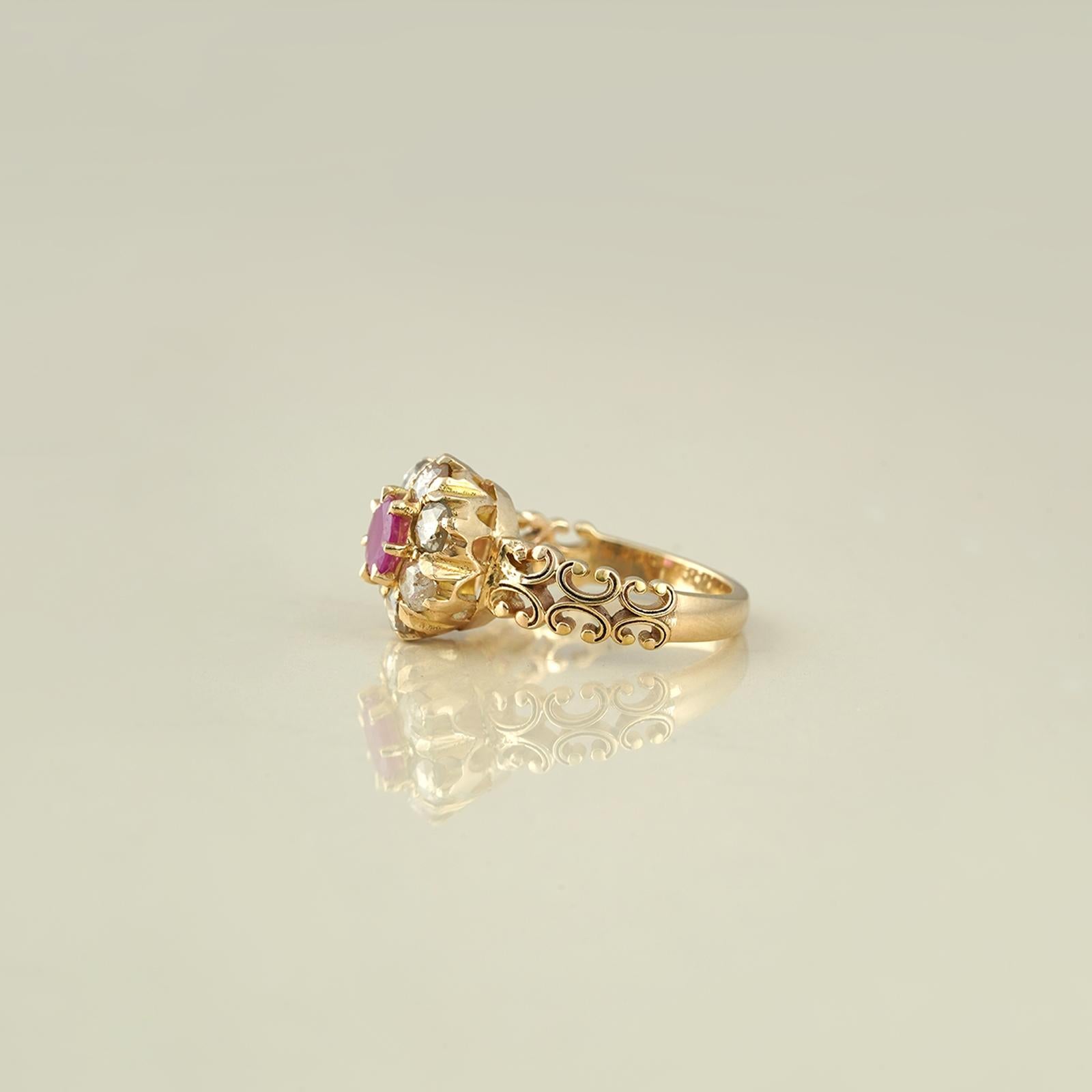 For Sale:  Moi Juliet Gold Diamond and Ruby Engagement Ring 2