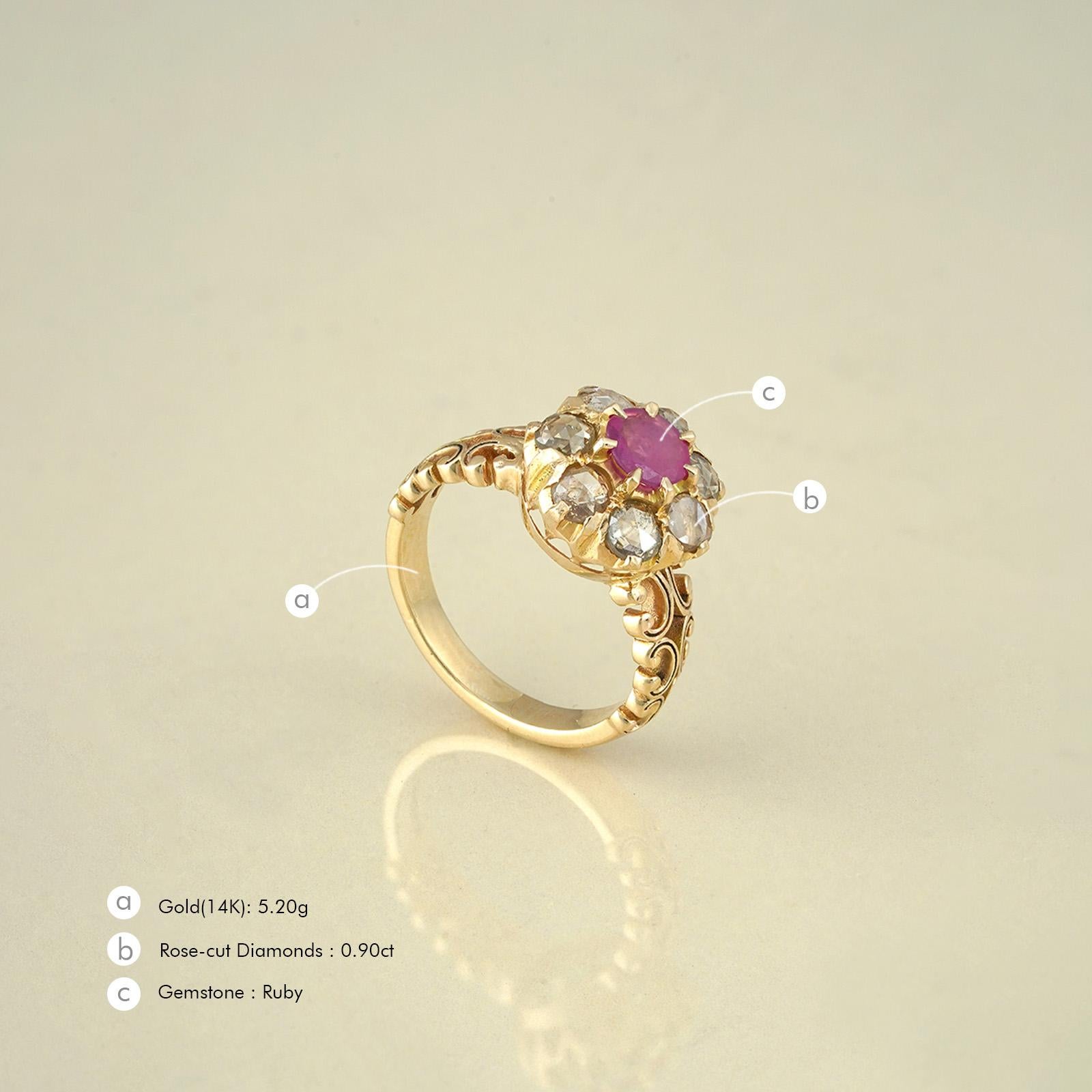 Im Angebot: Moi Juliet Verlobungsring aus Gold mit Diamanten und Rubinen () 6