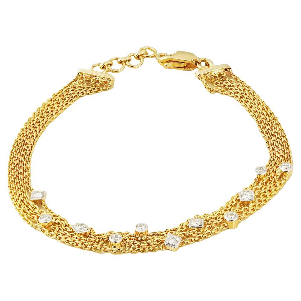 Moi Kristen Gold Chain and Diamond Bracelet For Sale