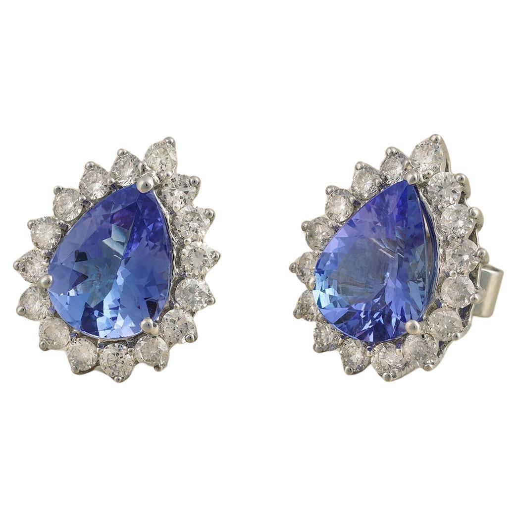 Moi Lucy Gold Diamond and Tanzanite Ear Studs For Sale