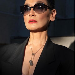 Moi Luna Gold Diamond Ruby Brooch and Necklace