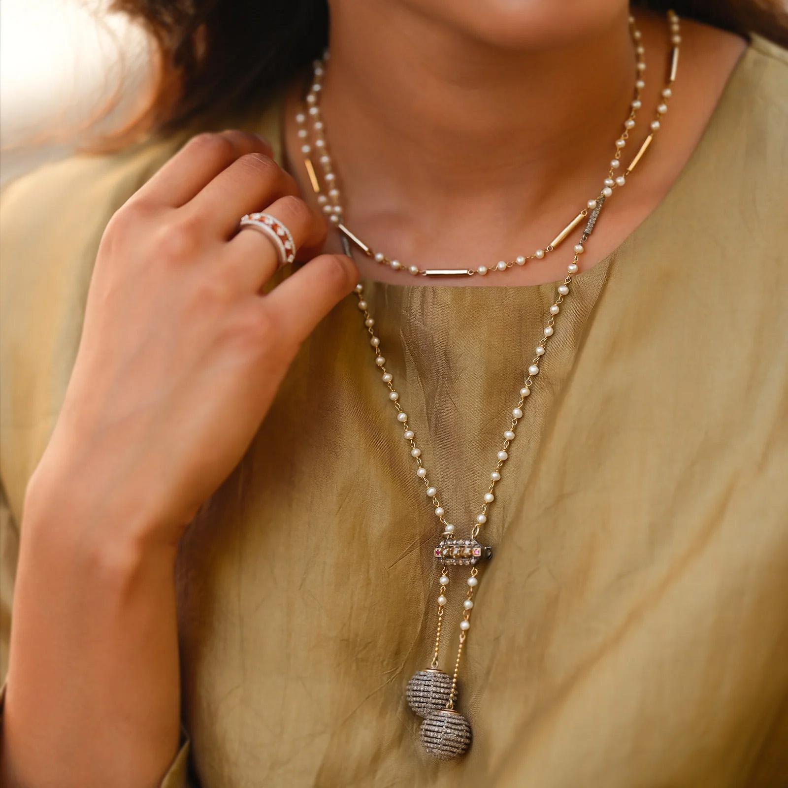 Moi Luna Gold-Diamant-Rubin-Brosche und Halskette im Zustand „Neu“ im Angebot in Lawrenceville, GA