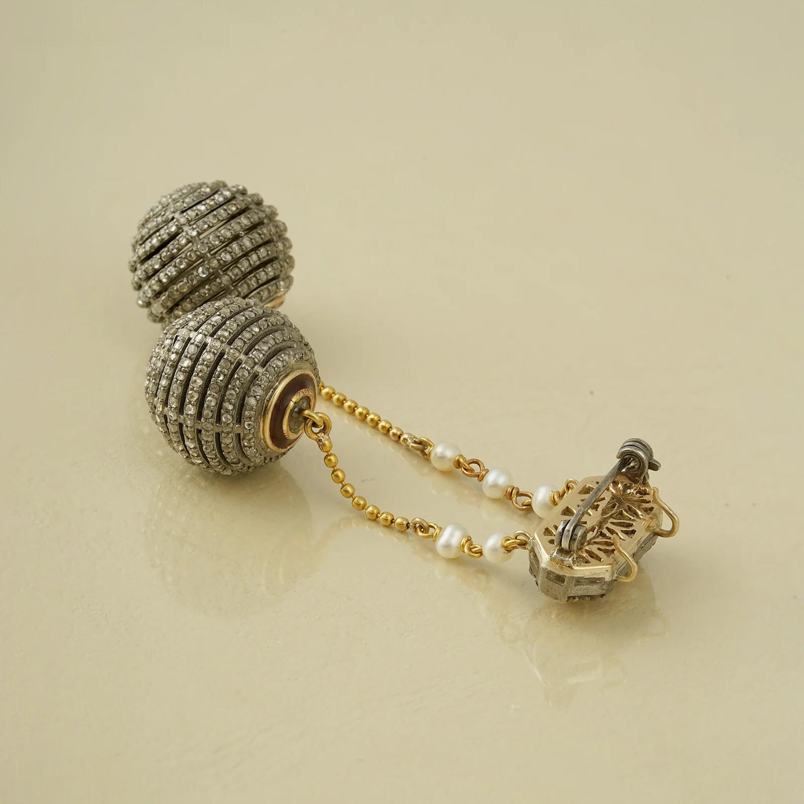 Moi Luna Gold-Diamant-Rubin-Brosche und Halskette im Angebot 2