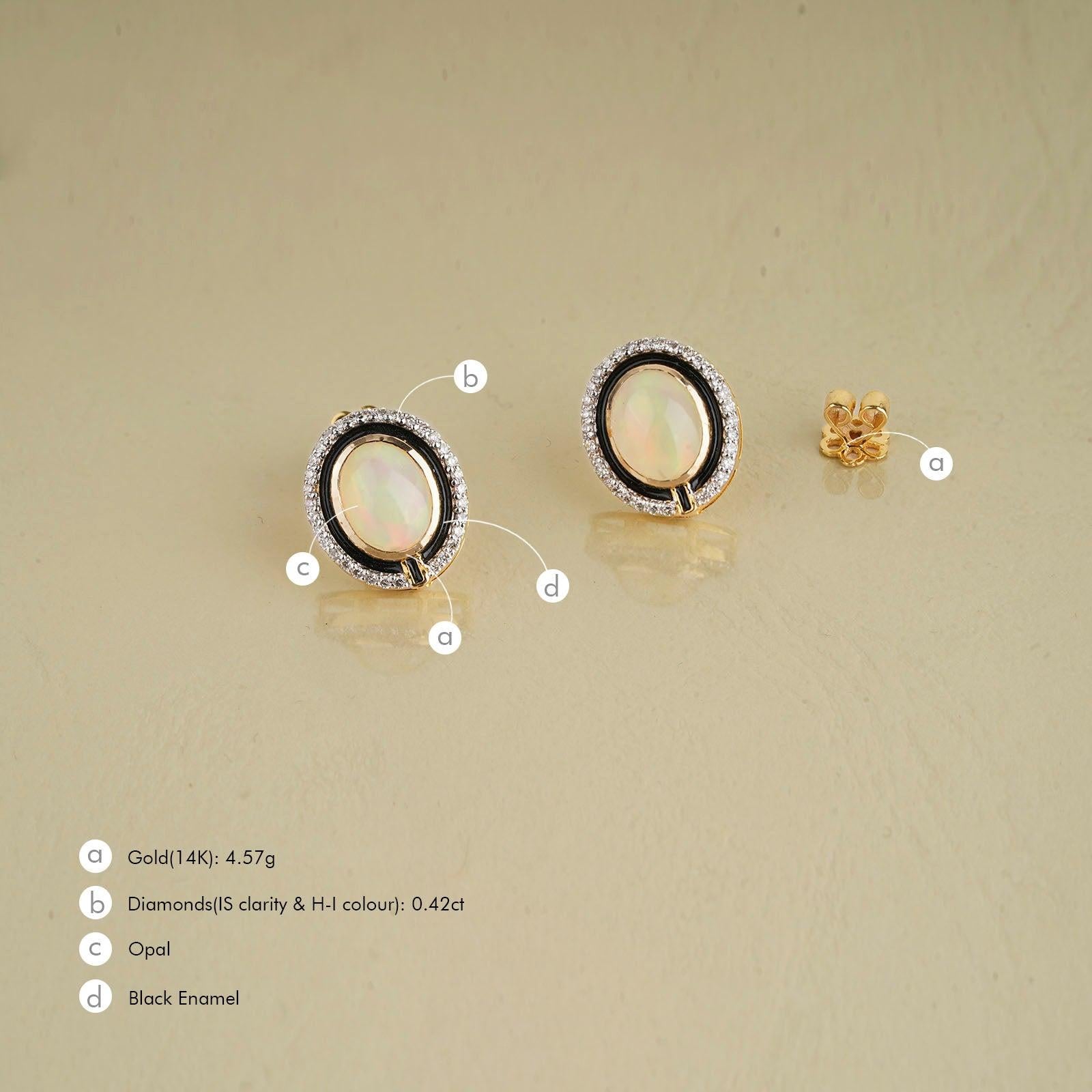 Moi Marama Opal Ear Tops In New Condition For Sale In Lawrenceville, GA