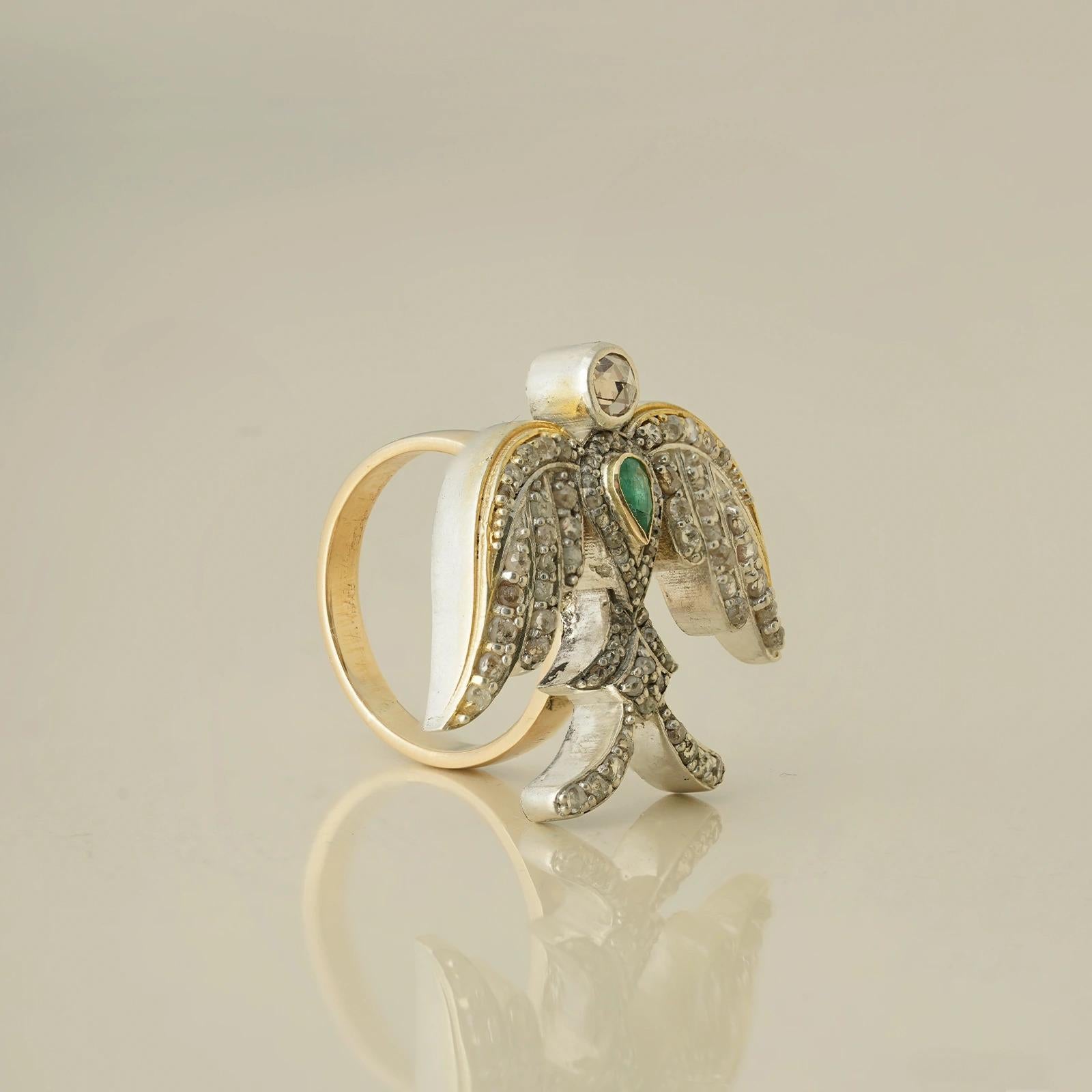 For Sale:  Moi Merlin Gold Diamond and Emerald Ring 3