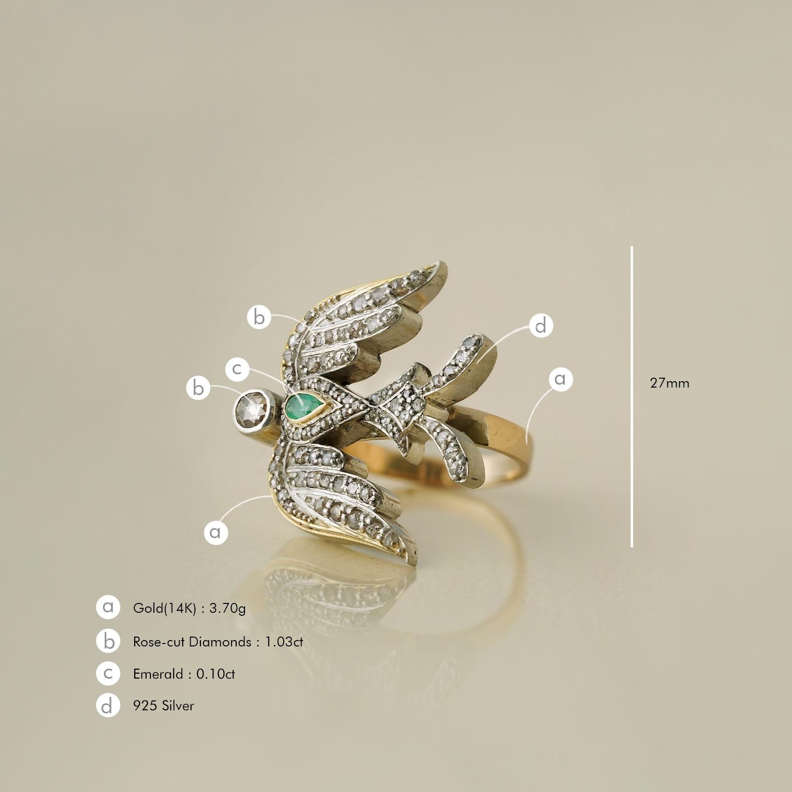 For Sale:  Moi Merlin Gold Diamond and Emerald Ring 4