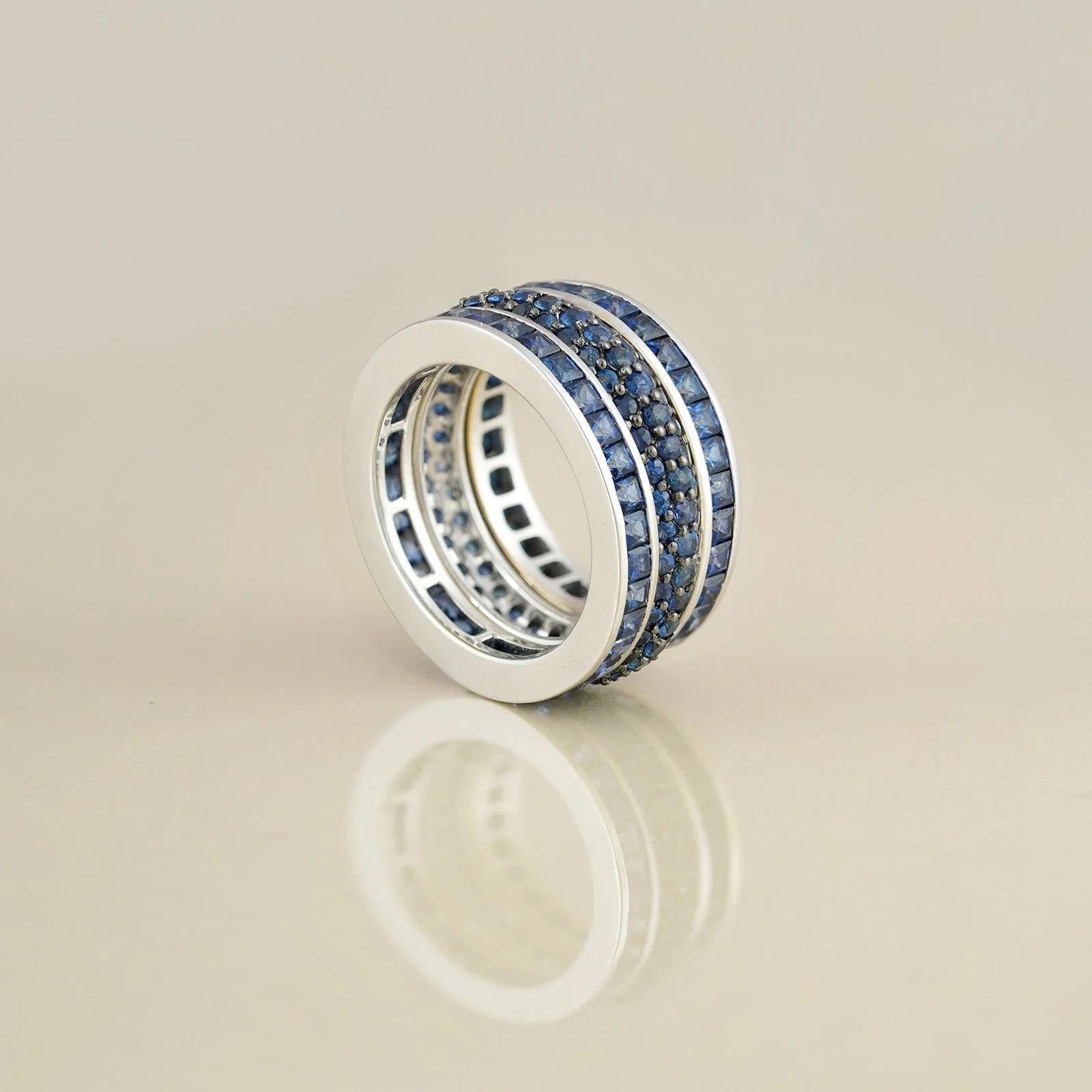 For Sale:  Moi Mila Blue Sapphire Stackable Ring Set 4