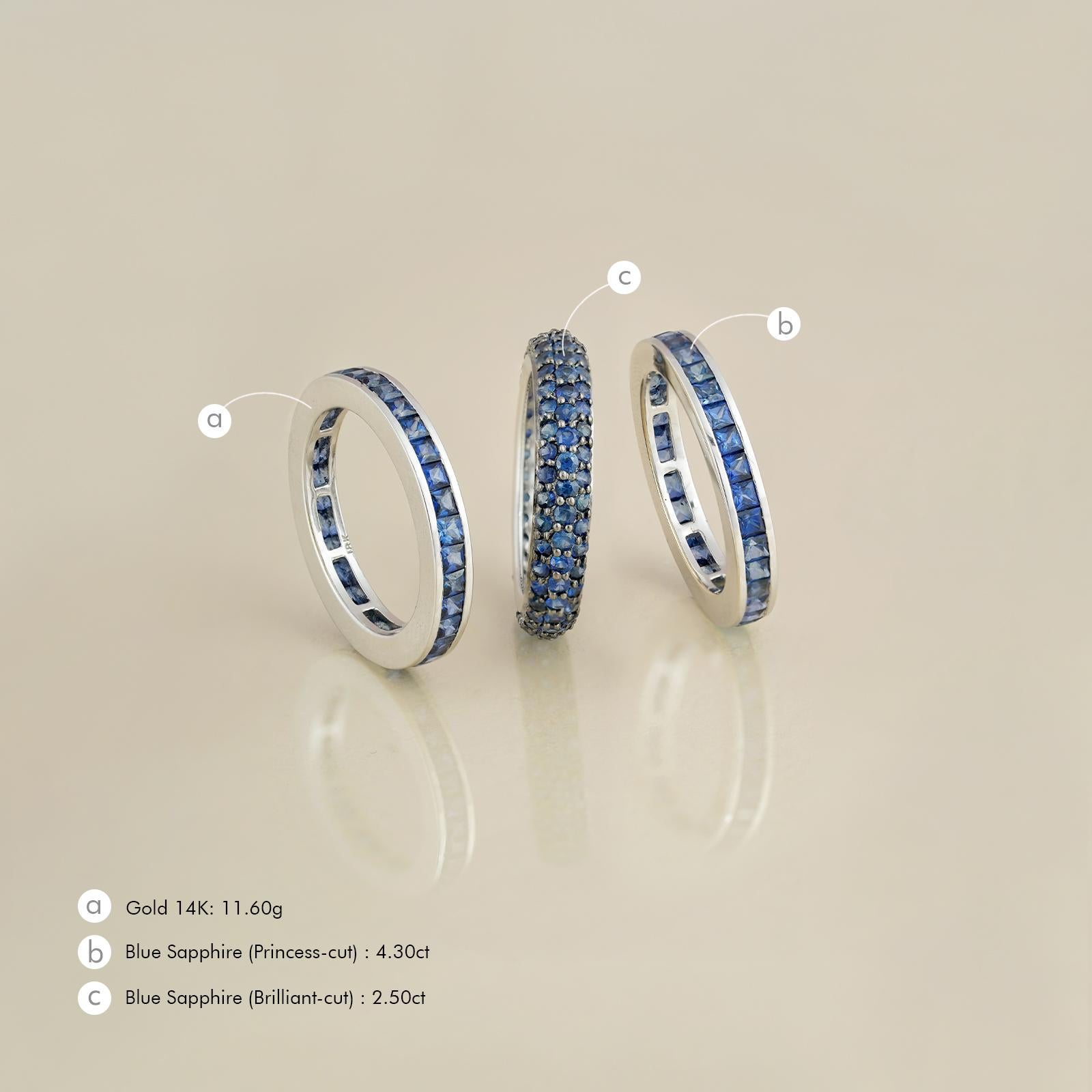 For Sale:  Moi Mila Blue Sapphire Stackable Ring Set 5