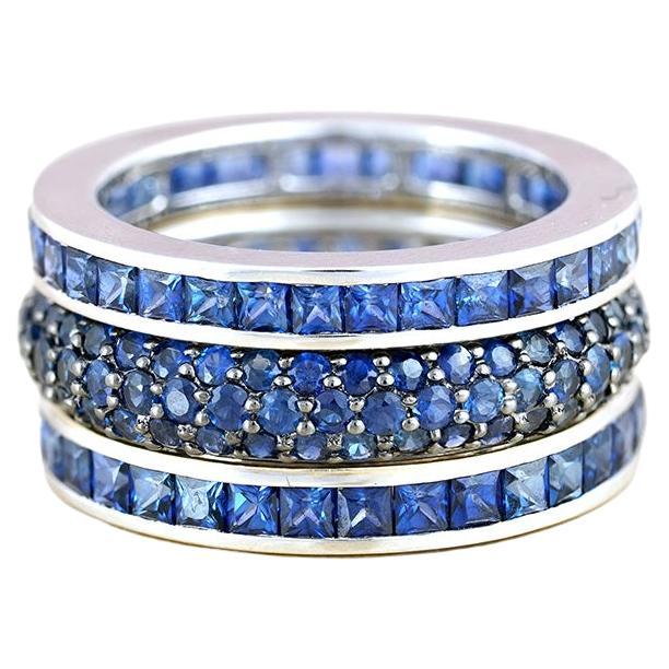 For Sale:  Moi Mila Blue Sapphire Stackable Ring Set