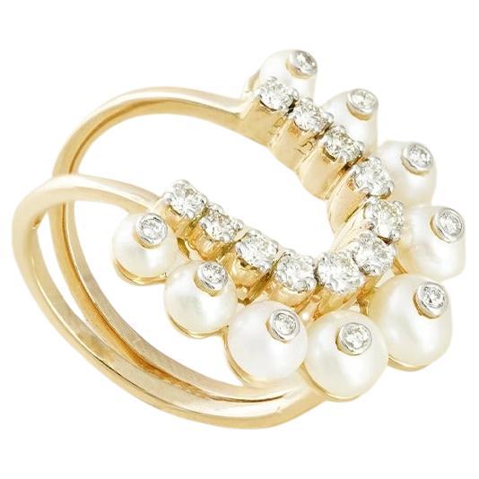 Moi Millenial Gold Diamond and Pearl Cocktail Ring