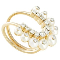 Moi Millenial Bague cocktail en or avec diamants et perles
