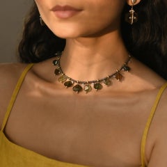 Moi Naomi Gold Diamond Tourmaline and Pearl Necklace