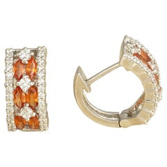 Moi Phoebe Gold Diamond and Orange Sapphire Earrings