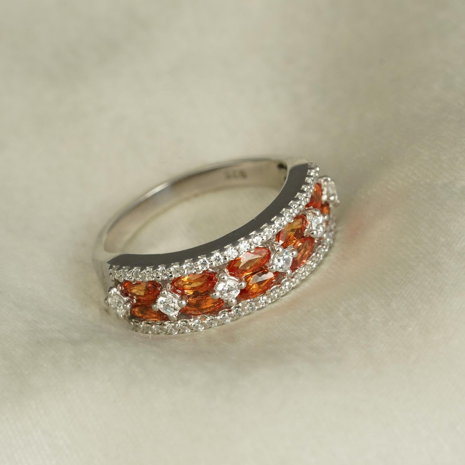 For Sale:  Moi  Phoebe Gold Diamond and Orange Sapphire Ring 2