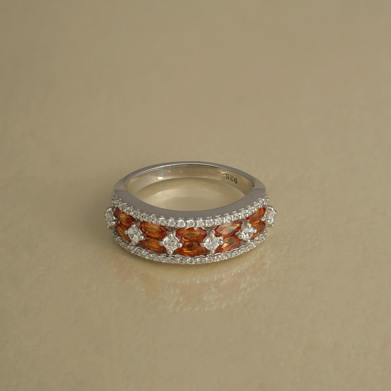 For Sale:  Moi  Phoebe Gold Diamond and Orange Sapphire Ring 3