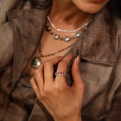 Moi  Phoebe Gold Diamond and Orange Sapphire Ring