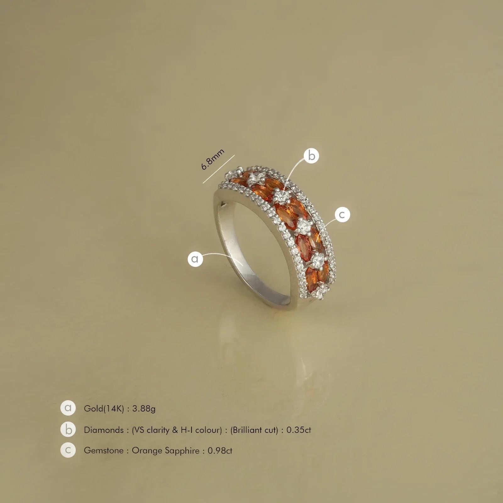 in vendita:  Moi  Anello Phoebe in oro con diamante e zaffiro arancione 4