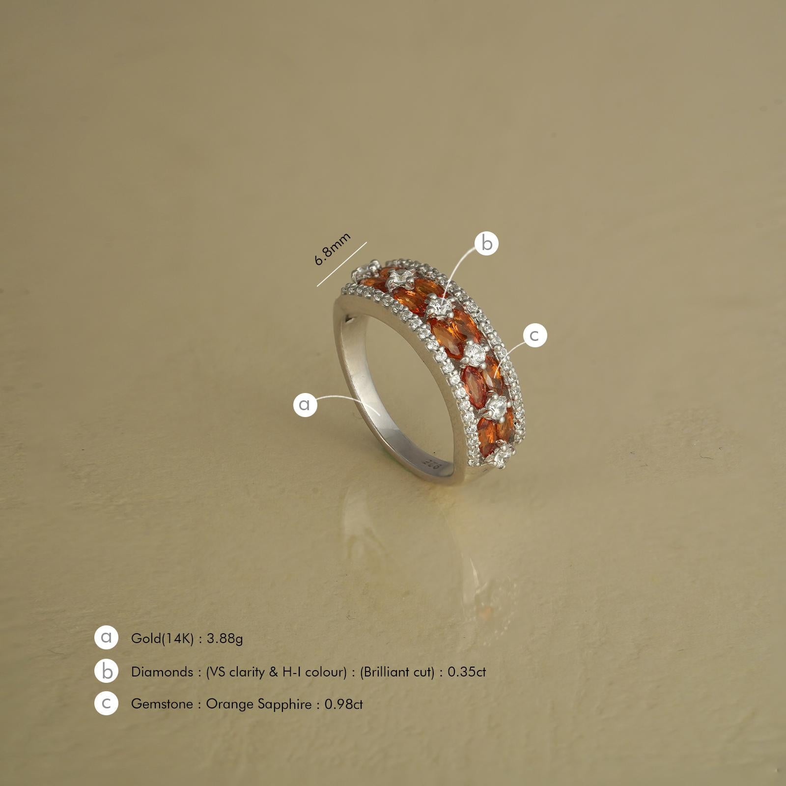 For Sale:  Moi  Phoebe Gold Diamond and Orange Sapphire Ring 6