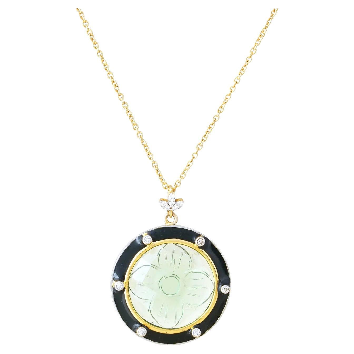 Moi Rory Gilmore Gold and Diamond Pendant Necklace For Sale